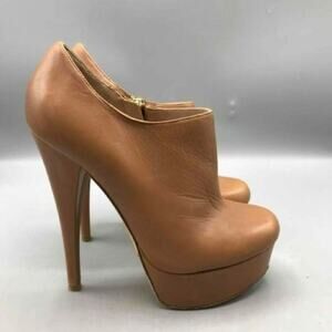 Alejandro Ingelmo Leather Platform Ankle Booties Brown US 6.5 Stiletto